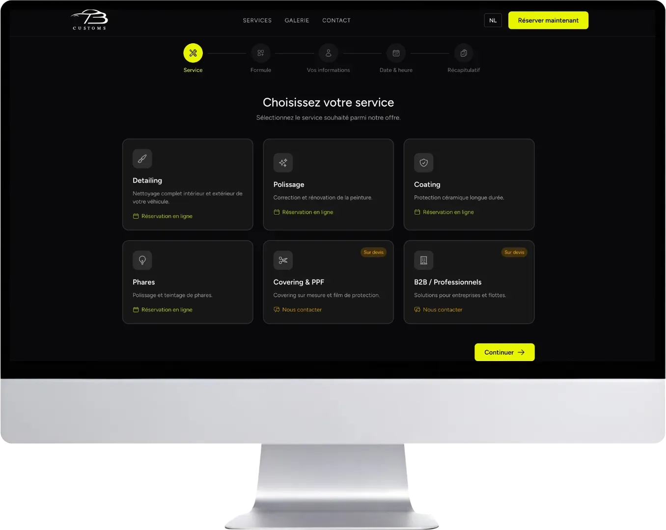 Module de réservation en ligne sur mesure développé par Pushweb, affiché sur un écran d’ordinateur