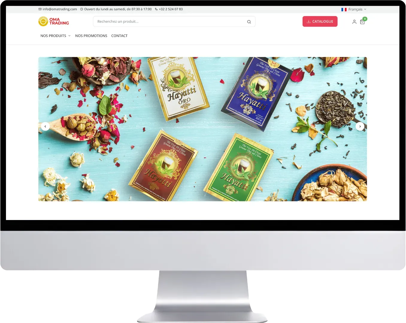 Aperçu du site OMA Trading après refonte par Pushweb.