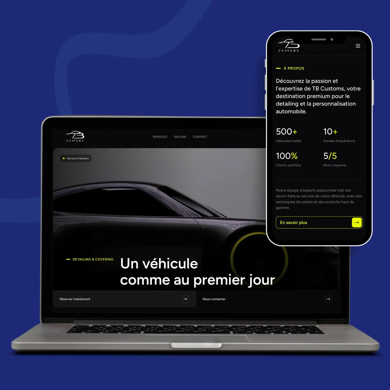Aperçu du site TB Customs